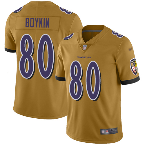Baltimore Ravens Limited Gold Men Miles Boykin Jersey NFL Football 80 Inverted Legend